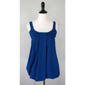 MODA INTERNATIONAL Blue Stretch Pleated Peplum Top Shirt Size XS